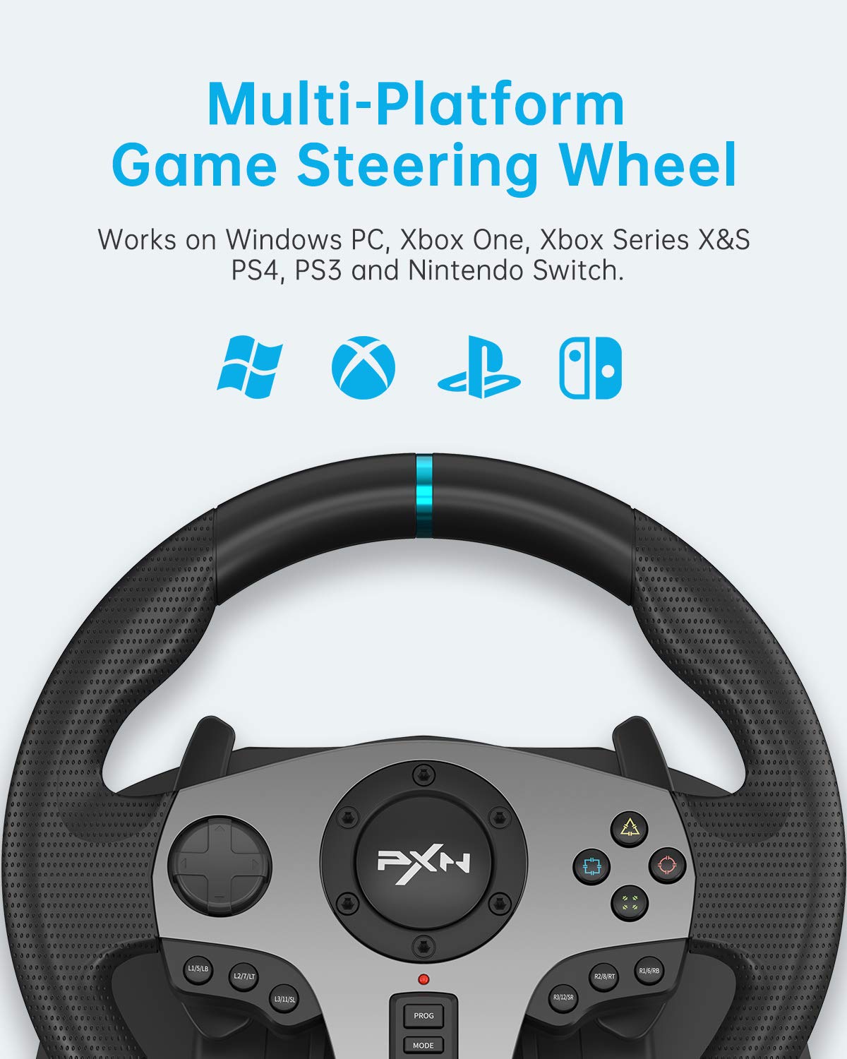 PXN V9 Gaming Racing Wheel with Pedals and Shifter, 270/900 Degree Steering Wheel for PC, Xbox One, Xbox Series X/S, PS4, PS3 and Switch