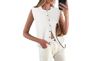COCCKO Womens Sweater Vest Summer Crewneck Button Down Tank Tops 2025 Trendy Sleeveless Knit Cardigan Crop Tops