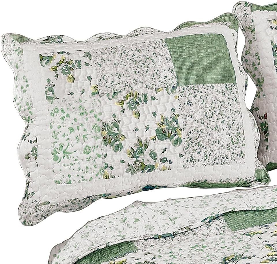 Collections Etc Hadley Floral Patchwork Quilted Pillow Sham, Sage, Sham