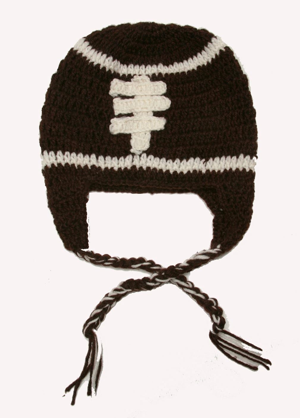 Little Noggin Wool Knit Baby Football Hat Beanie in Brown
