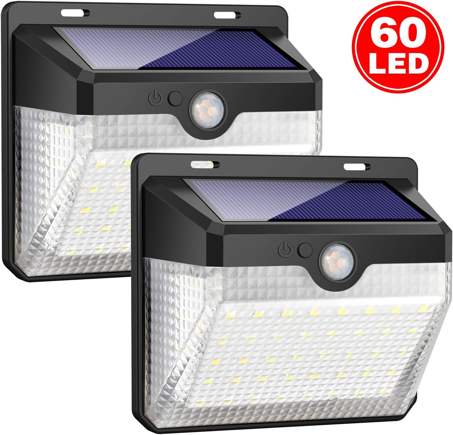 Solar Lights Outdoor [60 LEDs], Gixvdcu Solar Powered Motion Sensor Lights Waterproof Security Wireless Wall Lights with 270° Wide Angle for Outdoor, Garden, Patio Yard, Deck Garage, Fence (2 Pack)