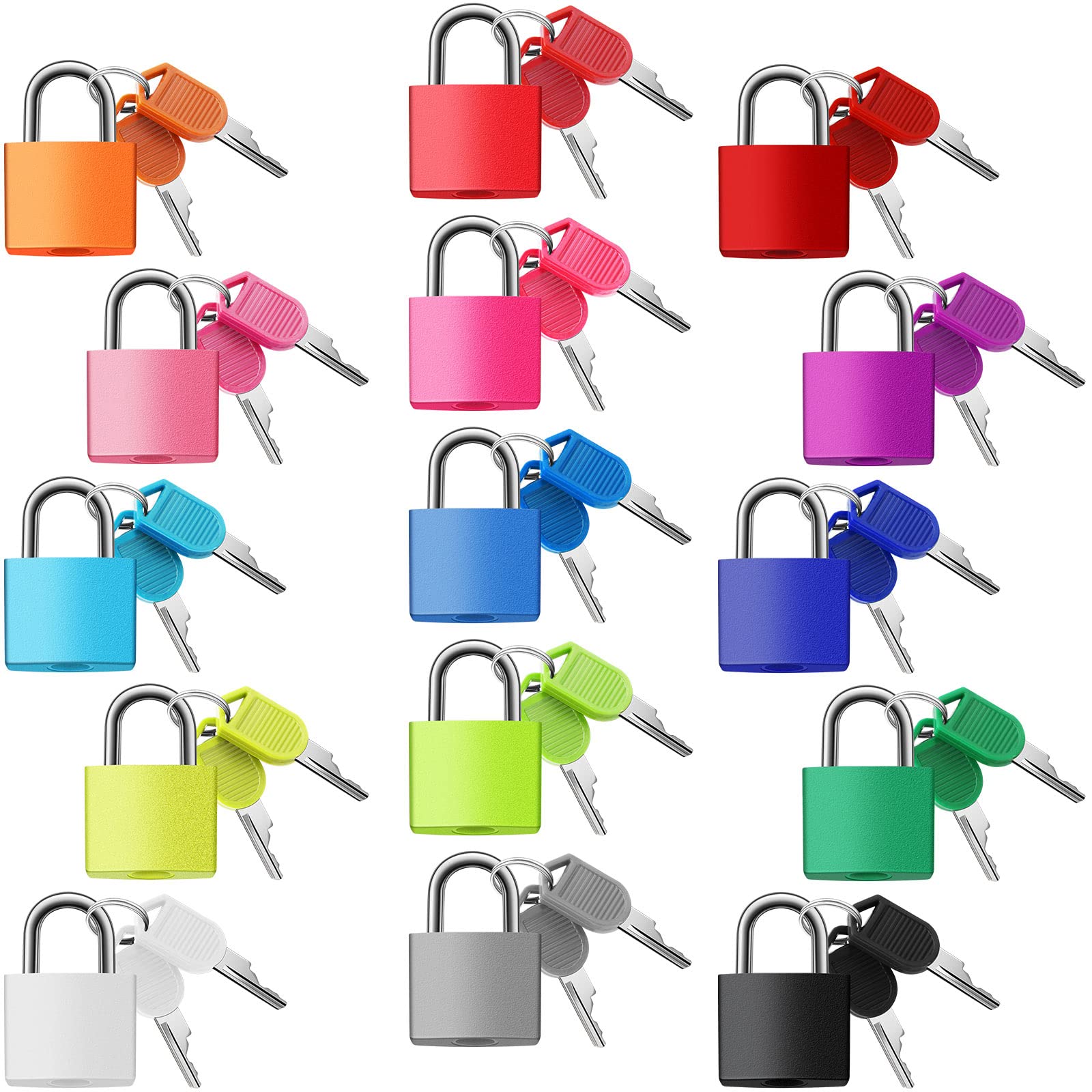 Photo 1 of Photect Suitcase Locks with Keys Metal Padlocks Multicolor Small Luggage Keyed Padlock for School Gym Classroom Home Schoolbag Backpack Matching Game Trave(Bright Colors,15 Pcs)