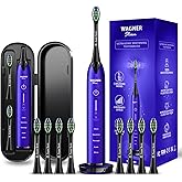 Wagner Stern Ultrasonic whitening Toothbrush with Pressure Sensor. 5 Brushing Modes and 4 Levels of Intensity, 8 Soft bristles, Travel case.