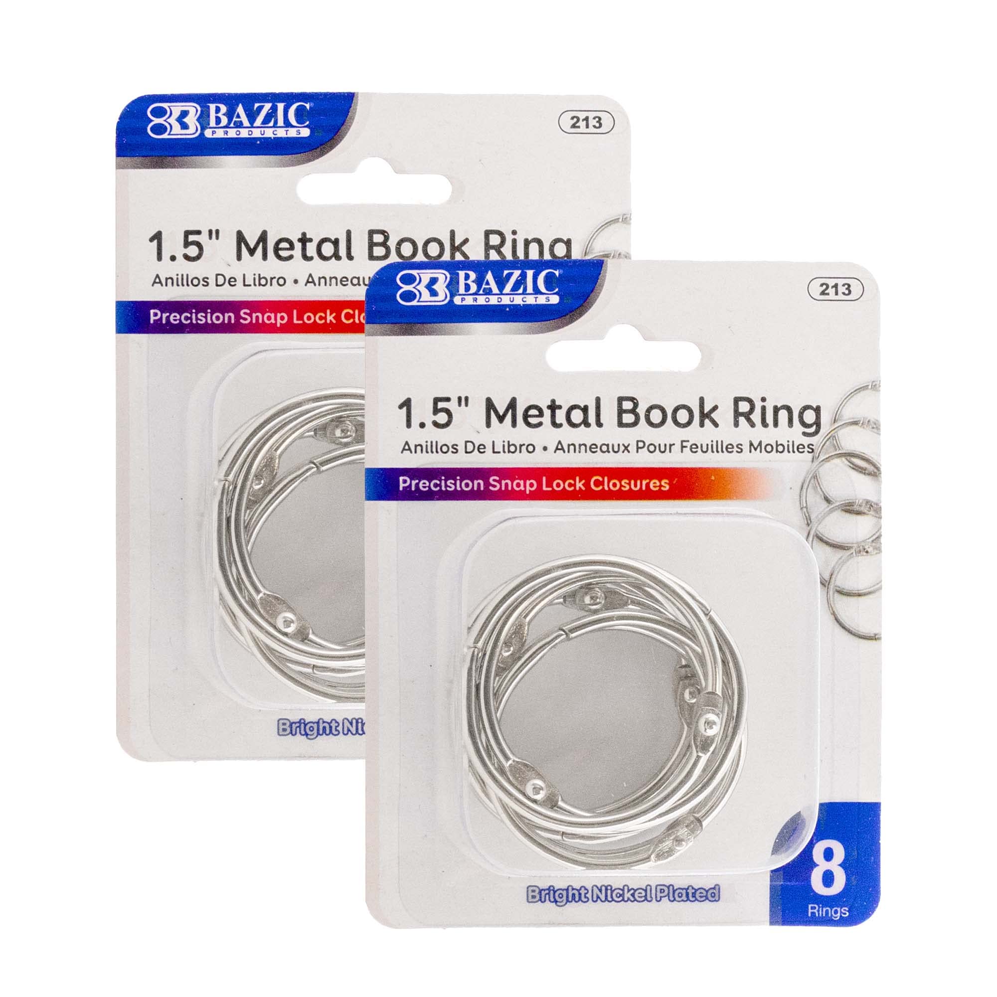 Photo 1 of BAZIC Loose Leaf Binder Ring 1.5", Book Rings Binder Rings, Nickel Plated Steel Metal Ring for Flash Cards, Index Card, Keychain (8/Pack), 2-Packs