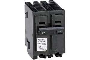 Schneider Electric - Homeline Mini Circuit Breaker, 50A, 2 Pole, 120/240VAC, 10kA AIR, Standard Type, Plug-in, UL, HACR Rated