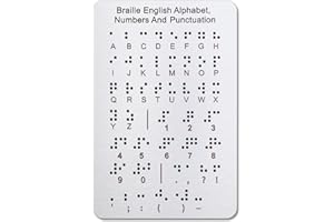 LARREL Braille Alphabet Board, Aluminum Letter Fingerboard Portable Carved Dots Numbers Board Braille Gifts Alphabet Chart Visually Impaired Products for Blind People Beginners Learn Teaching Aid (Sliver)