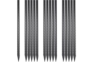 EUOKOK 16 Inch Rebar Stakes 16 Pack Heavy Duty 3/8 Inch Diameter Ground Anchors, Landscpe Timber Spikes with Chisel Point End, Straight Metal Stakes for Concrete Forming, Garden Plant, Camping Tent, Black