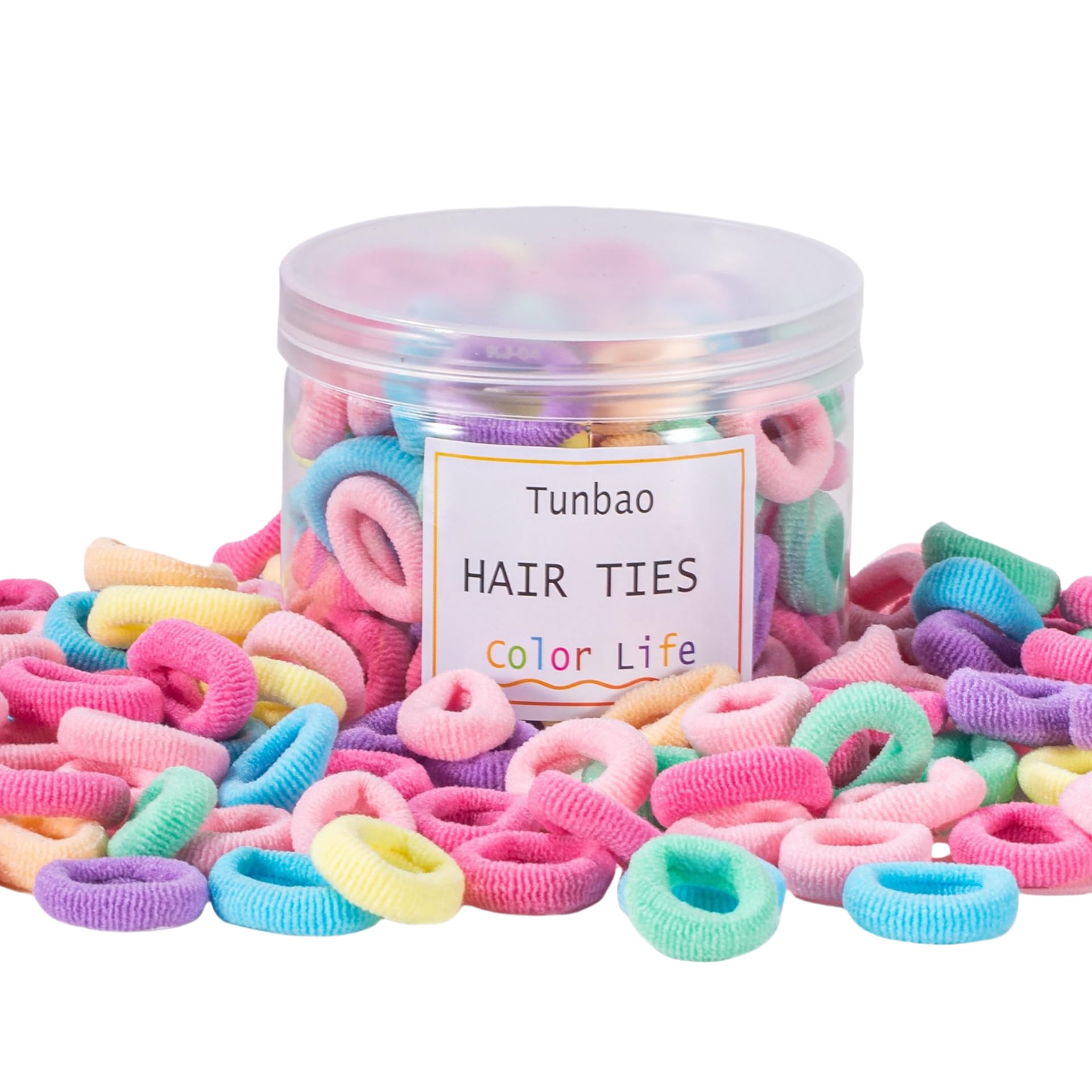 Photo 1 of Tunbao 100 Psc Baby Hair Ties,Soft Cotton Toddler Hair Ties,Small Seamless Hair Bands for Little Girls and Kids,Multicolor Hair Elastics Ponytail Holders