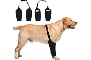 IDOMIK Dog Recovery Suit for Front Legs, Dog Recovery Sleeves After Surgery with Elastic Band, Soft Protective Elbow Braces for Medium Large Dogs, Cone Collar Alternative to Stop Licking Leg Wounds,Black,L