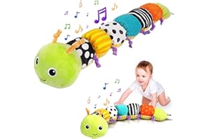 HAPPYTIME Baby Toys 0 to 12 Months Plush Toy Musical Stuffed Animal Infant Sensory Toy Tummy Time Newborn 0-3-6-12 Months Gift
