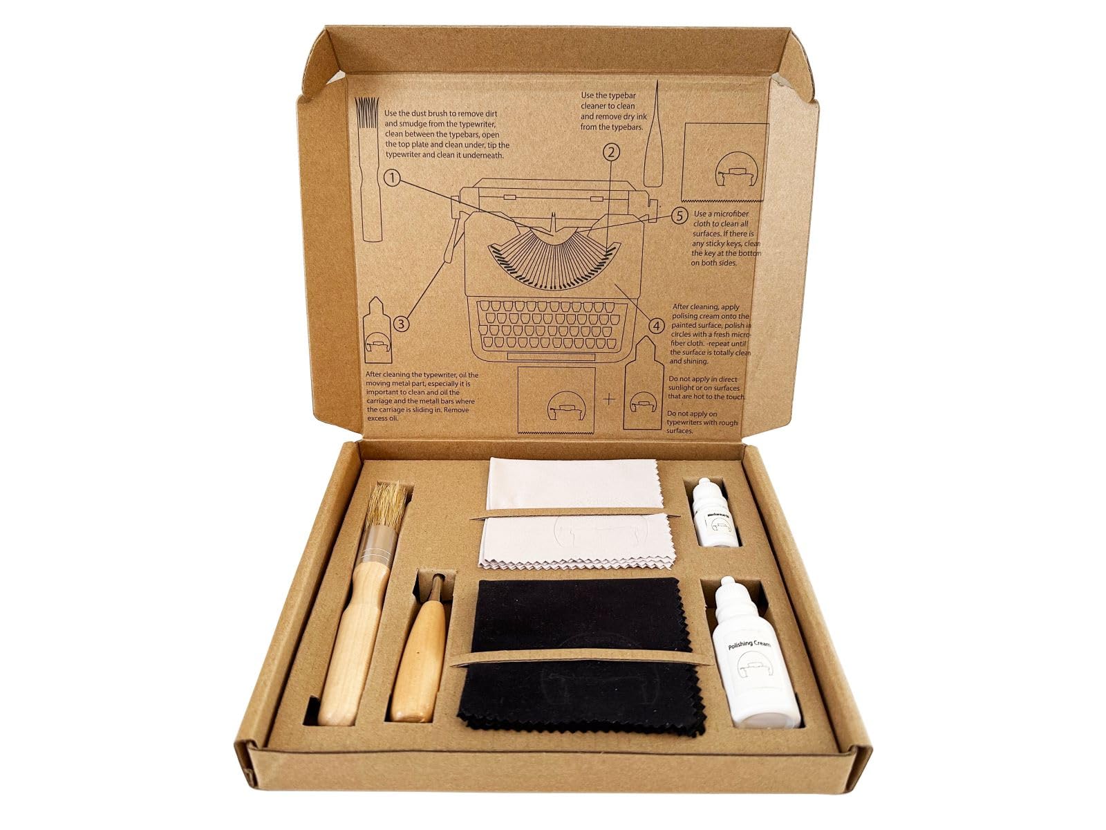 Typewriter Maintenance Kit Dust Brush Typewriter Oil Polishing Cream Strike Bar Cleaner Fiber Cloths BSIE Typewriters