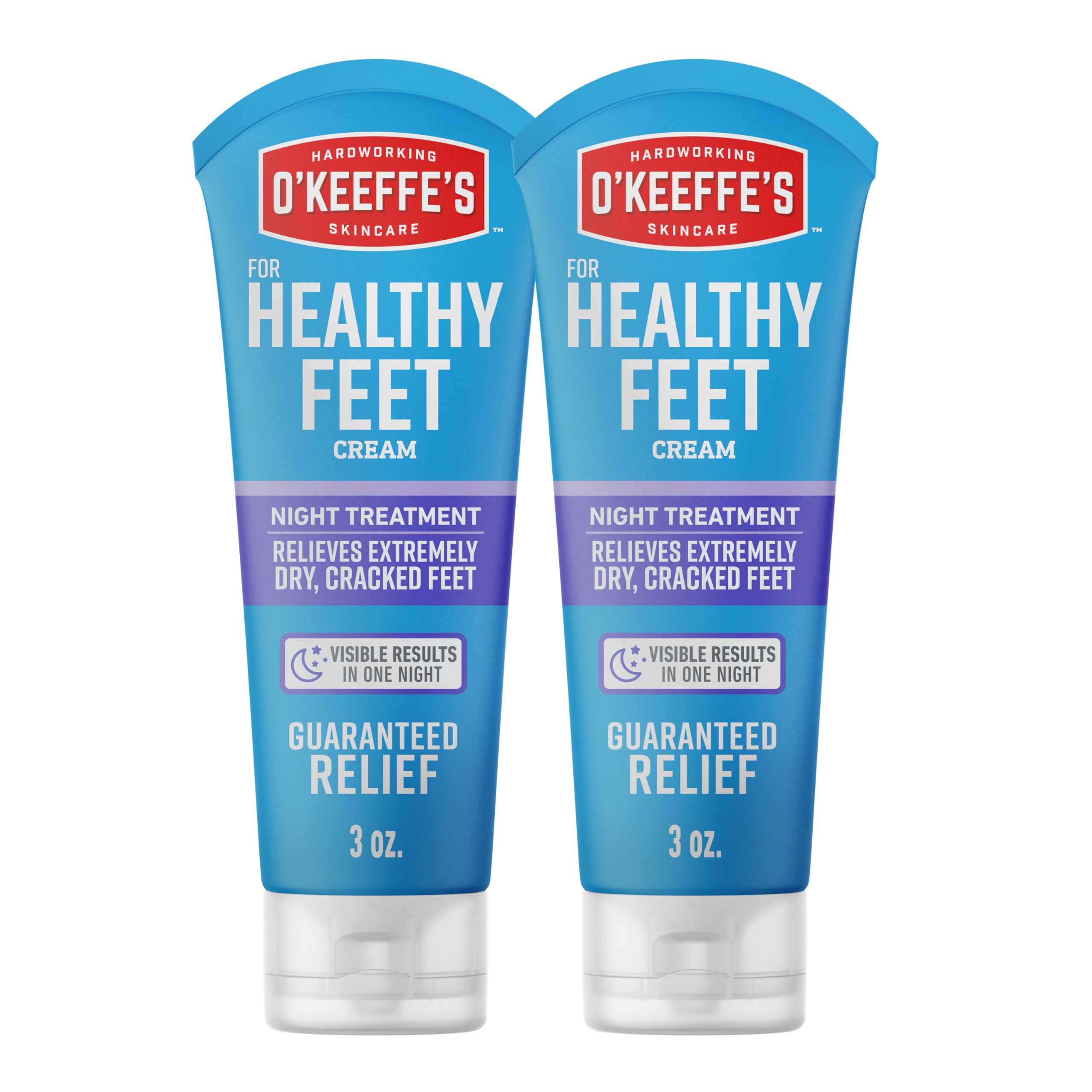 Photo 1 of O'Keeffe's for Healthy Feet Night Treatment Foot Cream 3 oz Tube (2 Pack)- Guaranteed Overnight Relief for Extremely Cracked, Dry Feet, Repairing Skincare, Instantly Boosts and Retains Moisture Levels