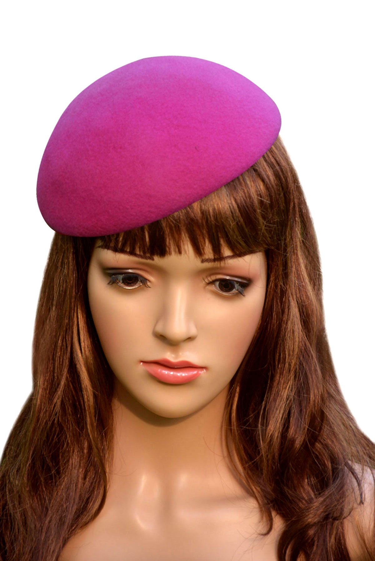 Lawliet Elegant Solid Circle 6.69" Wool Felt Fascinator Base Millinery Craft Fashion Pillbox Hat (Hot Pink)