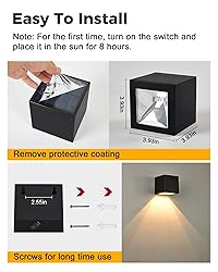 LUHLEE Solar Wall Lights Outdoor,Square Modern