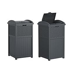 Suncast 33 Gallon Wicker-Style Hideaway Trash Can