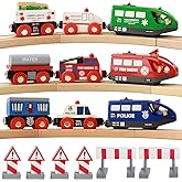 Amazon.com: On Track USA Wooden Train Set 100 Piece All in One Wooden ...