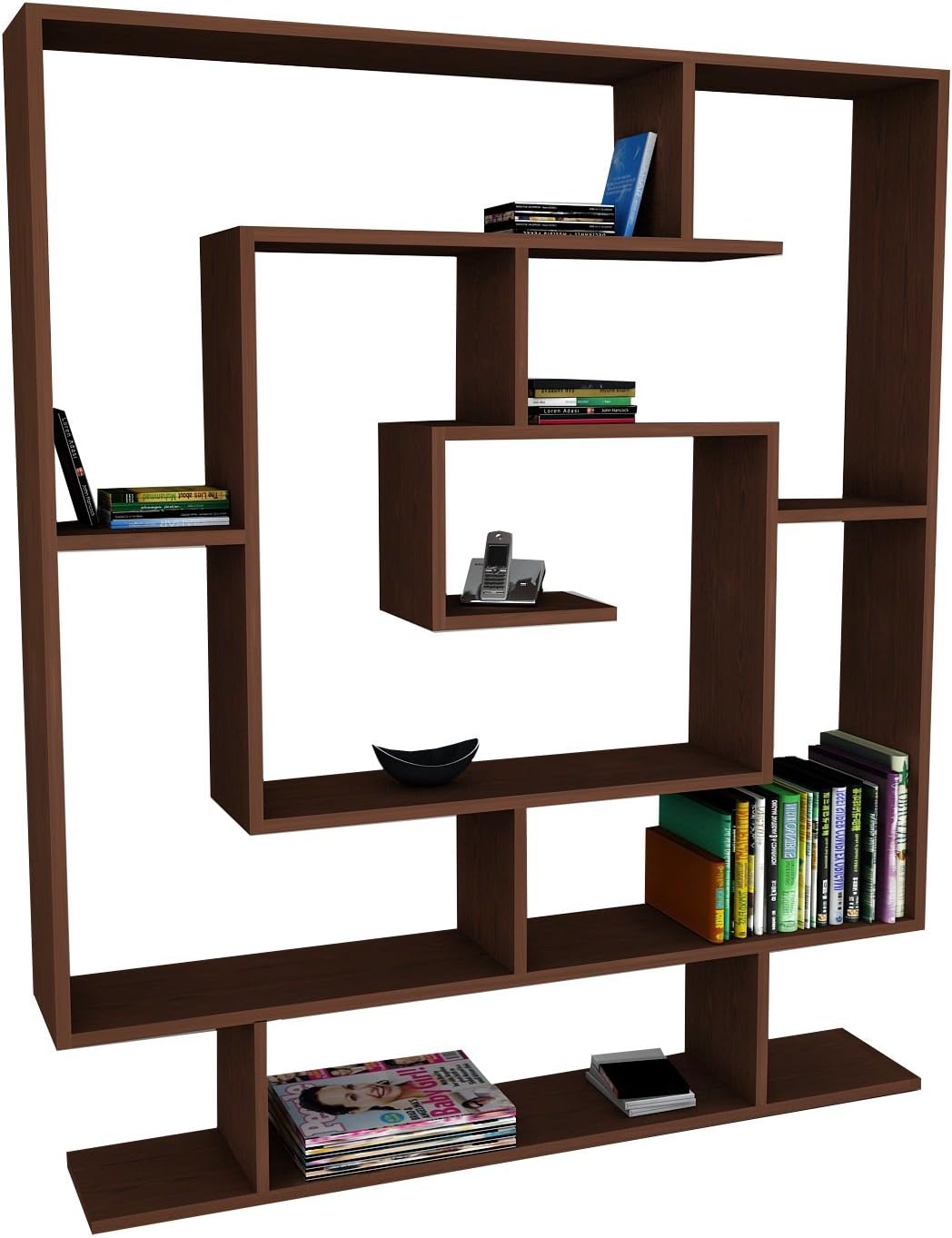 Alphamoebel Grade 1 Chipboard Bookcase - Brown, 22 x 124.8 x 149.4 cm