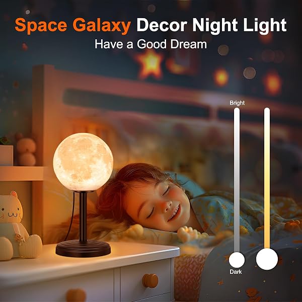 JIMIMORO MOON LAMP LED NIGHT LIGHT – DIMMABLE BEDSIDE LAMPS SMALL MODERN BEDROOM LAMP LED DESK LIGHT WITH 25 LIGHTING MODES 3D PRINTED REALISTIC MOON SURFACE – PERFECT FOR GIRLS BOYS KIDS BIRTHDAY