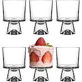 binsakao 6 Set 7 oz Glass Dessert Bowls Cups - Heave Footed Small Dessert Bowls for Ice Cream Trifle Parfait Fruit Pudding Sundae Cocktail Drinks Party