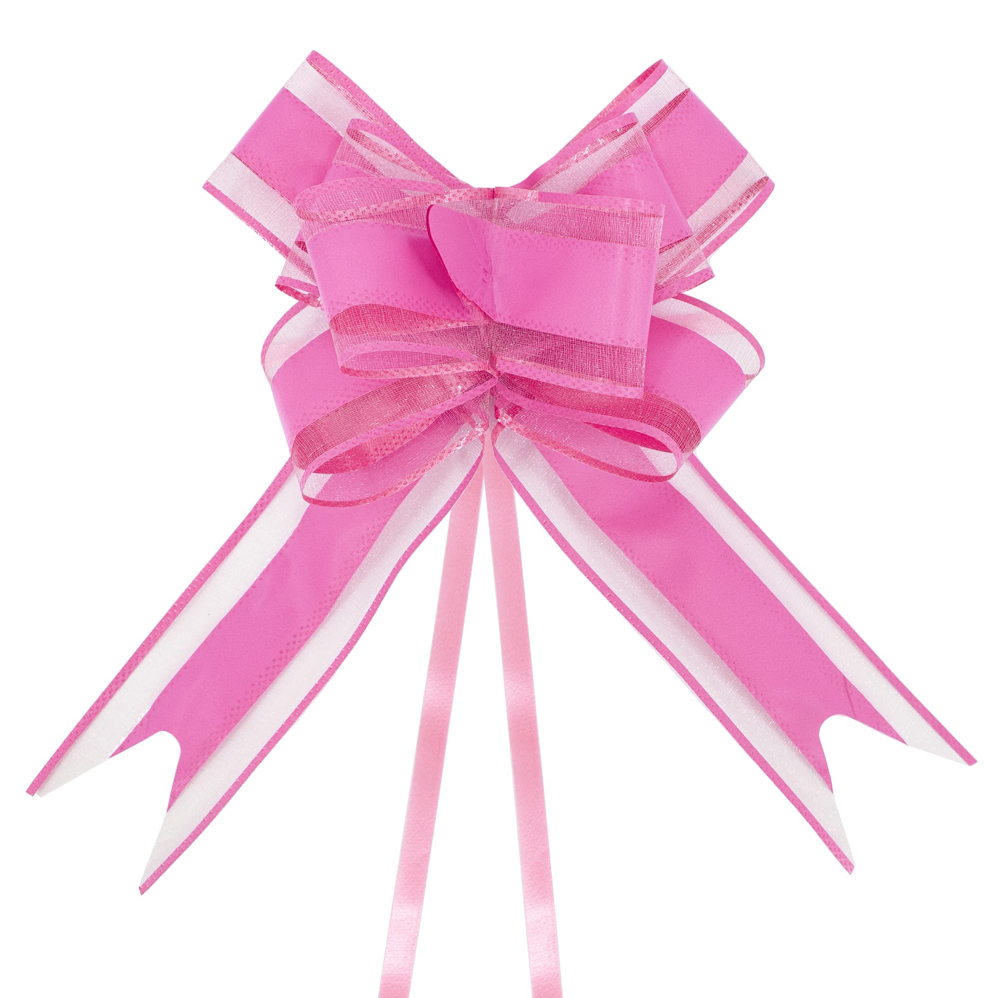 Time to Sparkle 20 PCS Pull Bows 16cm Large Organza Pull Bow Gift Wrapping Bows Present with Ribbon for Wedding Party Christmas Valentine's Day Pink