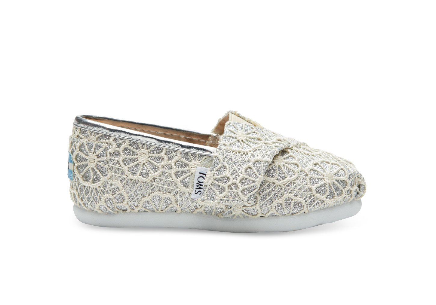 toms silver crochet glitter