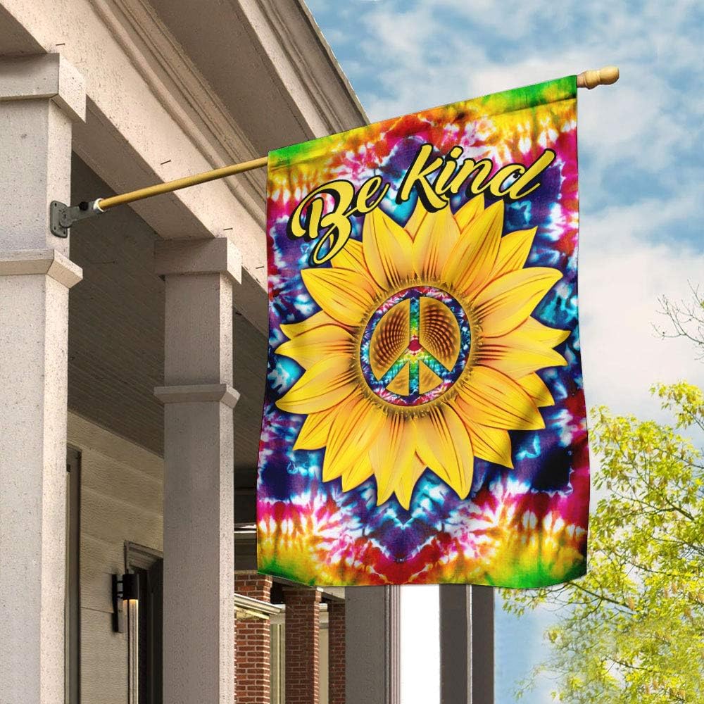 FlagsBe Kind Hippie Sunflower Flag QNK217F, House Flag