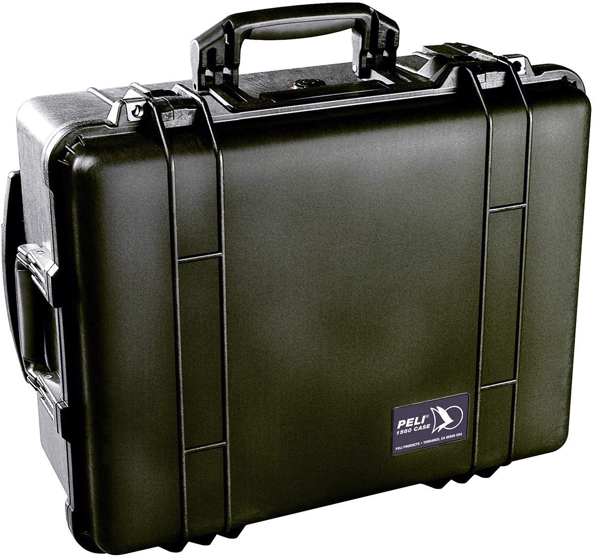 PELI 1560 Protector Case With Wheels and Retractable Handle, IP67 Watertight, 71L Capacity, Made in Germany, With Customisable Foam Insert, Black
