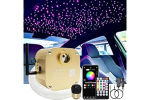 AKEPO 16W RGBW Twinkle Music+APP Control Fiber Optic Lights Star Ceiling Light Kit Car Home Use, LED Light Source + Optical Fiber Cable 430pcs 9.8ft/3m (0.75+1+1.5mm) + 28key Remote