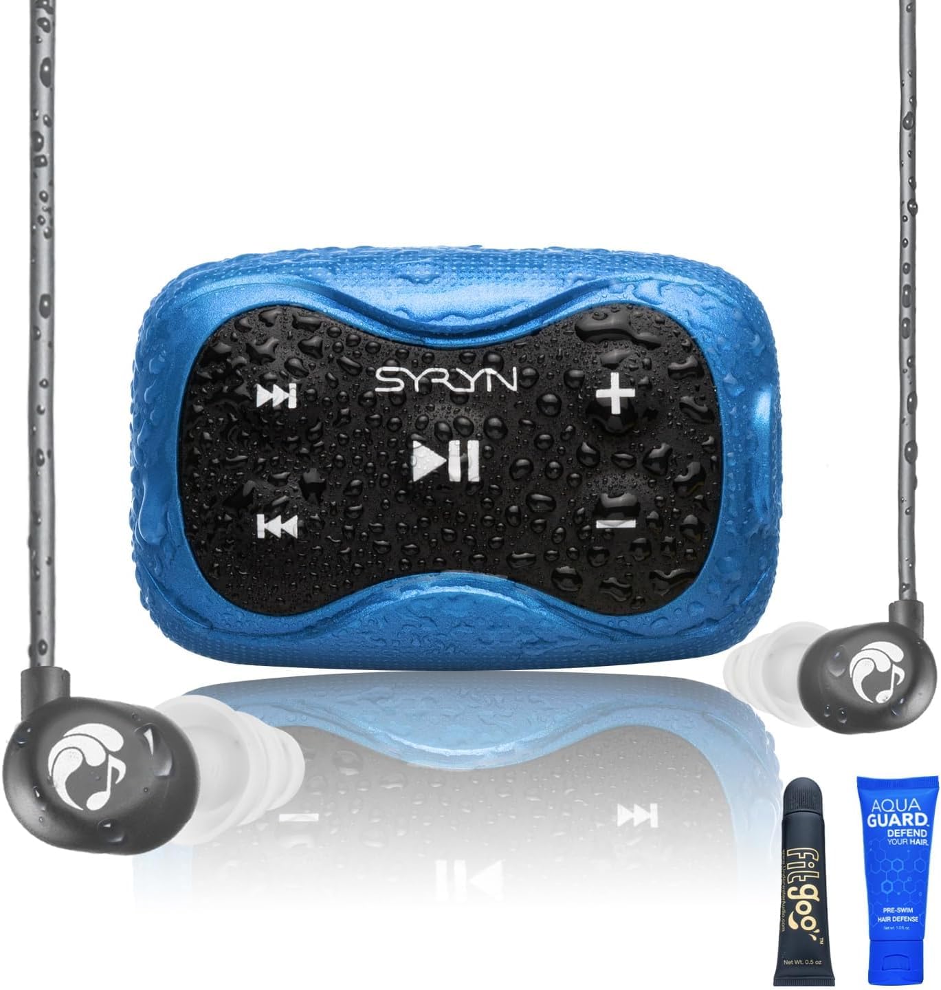 100% Waterproof SYRYN Swimbuds Flip Bundle for Swimming with Music | Enjoy Up to 2,000 Songs or 138 Hours of Audio | Drag and Drop MP3, AAC, M4a, FLAC Using PC or Mac | No Apple Music, No Spotify