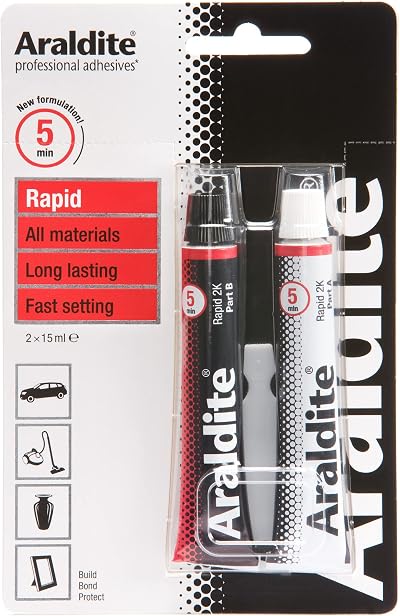 Araldite Rapid Epoxy Resin Glue 15ml x 2 Tubes Multi-Surface Bonds