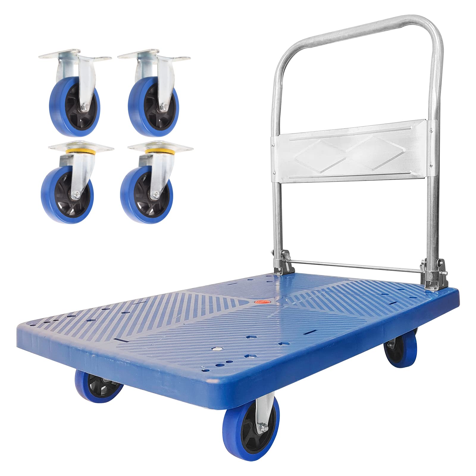 Photo 1 of ***JUST THE TIRES*** LFGUD Push Cart Dolly 660 lbs. Capacity Platform Truck Foldable Platform Cart Upgraded Heavy Duty Moving Cart with PU Wheels for Home Garden Warehouse Garage Workshops