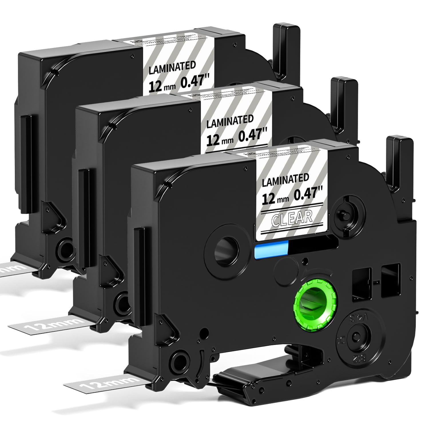 Aken Compatible with Brother Label Printer Tape 12mm White on Clear TZe-135 TZe135 AZe135 for Brother 1000 H100LB H100 H107B P300BT 1090 D210 Cube, 3 x Replace for P Touch TZe White Clear Tape