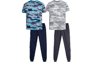 Pro Athlete Boys' Sweatsuit Set - 4 Piece Performance Shirt and Tricot Sweatpants (Size: 8-16)