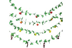 Glitinsel 4 Pcs Sukkah Decoration Fruits Hanging Banner for Sukkot - Etrog Apple Decor - Jewish Holiday Celebration Party Supplies (Colorful Style)