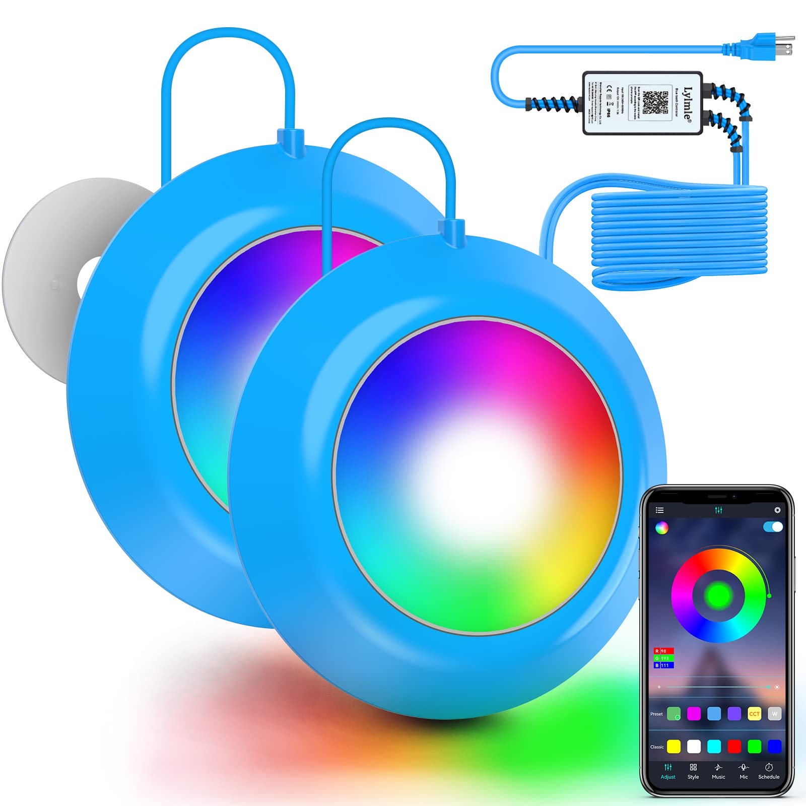 Photo 1 of LyLmLe LED Pool Lights 40W Double Lights for Giant Pools, 12V APP Control Underwater Light with Magnet & Timer, 1600lm, IP68 Waterproof Submersible Light for Aboveground and Inground Pool