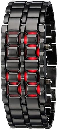 Digital Black Dial LED Chain Red Mens Watch