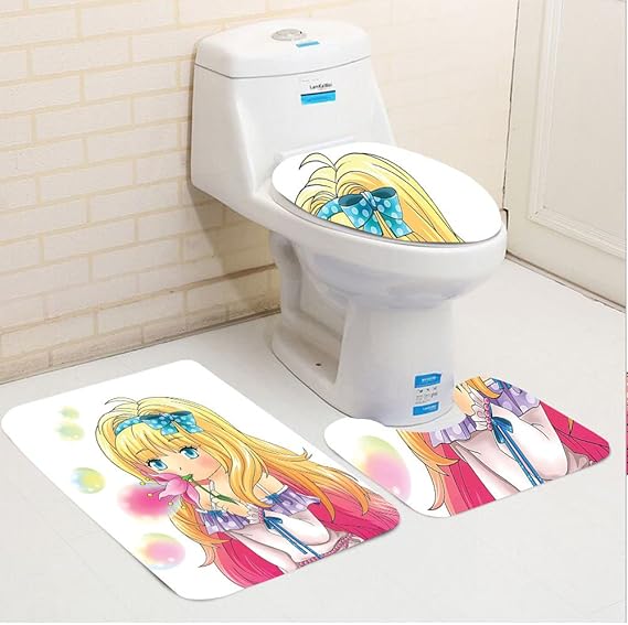 Amazon.com: Keshia Dwete three-piece toilet seat pad customAnime Cute