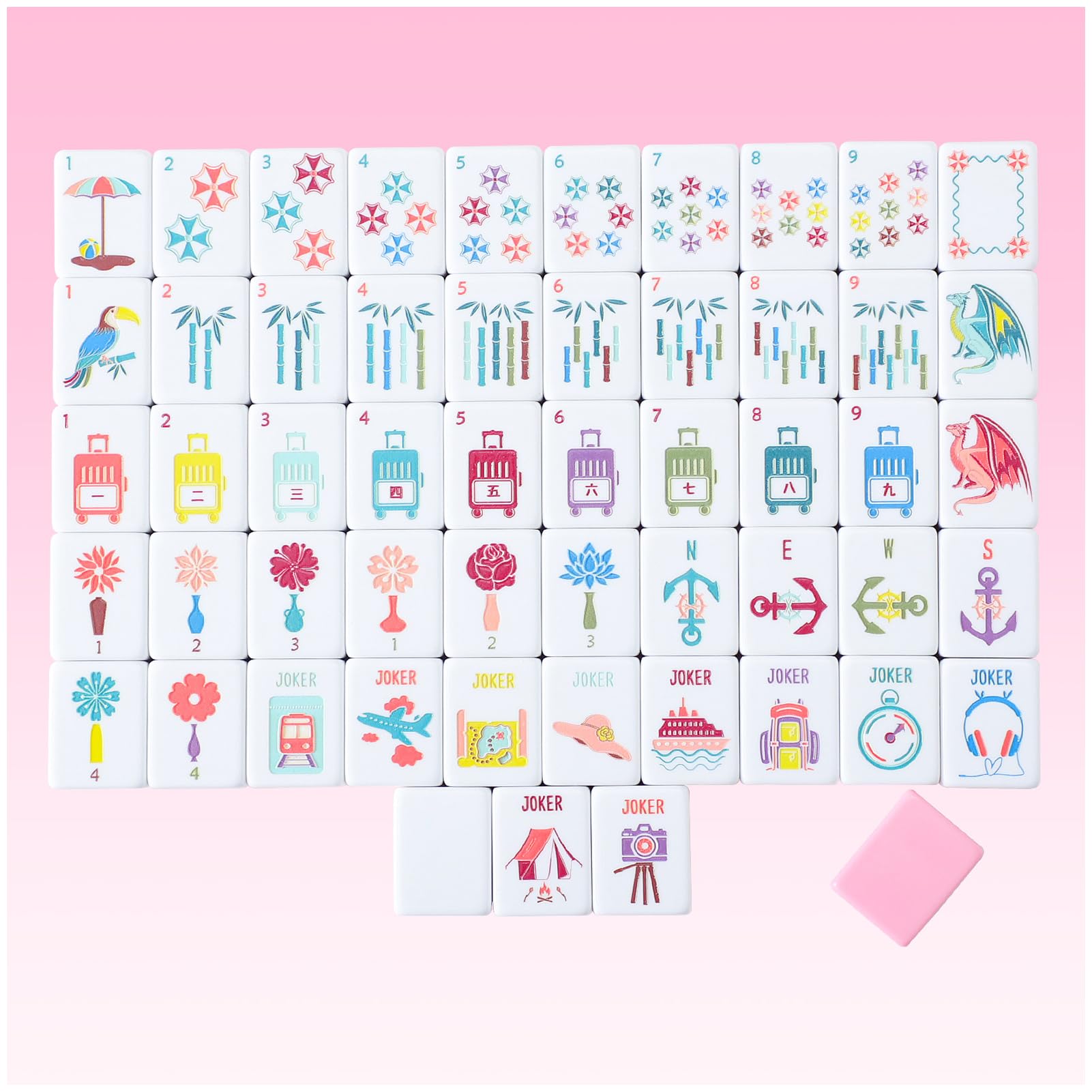 Photo 1 of My Mahjong Trove 160 Pink Engraved American Mahjong Game Set with Carrying Bag and Accessories, 1.2’’ Mahjong Tile Set