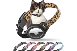 Upgraded AirTag Cat Collar, FEEYAR Anti-Scratch Cat Collar with Airtag Holder, No Choke Elastic Band, Waterproof PVC, Integrated GPS Tracker Cat Airtag Collar, for Cats Kittens and Puppies