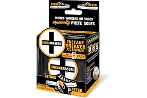 SOLE RUBBERS SneakERASERS Instant Sneaker Cleaner Sponge, Effective Shoe Cleaning for White Sneakers, Tennis Shoes - Pre-Moistened, Portable Shoe Cleaner, Perfect for Smooth Soles and Midsoles, 5 Pack