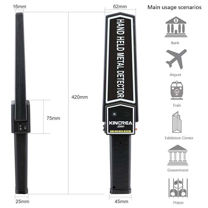 Amazon.com: KINCREA Hand Held Metal Detector Wand Security ...