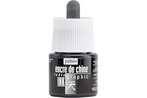 Pébéo - Graphic India Ink 45 ML - Black India Ink Pebeo - Liquid Ink at Service to Your Creativity - India Ink 45 ml