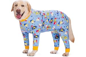 MIAODODO Blue Cartoon Dog Recovery Suit for Dogs After Surgery Anti Shedding Suit,Large Dog Bodysuit After Surgery Wear,for Female Male Abdominal Wounds Spay or Skin Diseases
