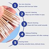 YHQZ 400 Pcs Cotton Swabs Wood Sticks Cosmetic Makeup Eyebrow Tip view 3