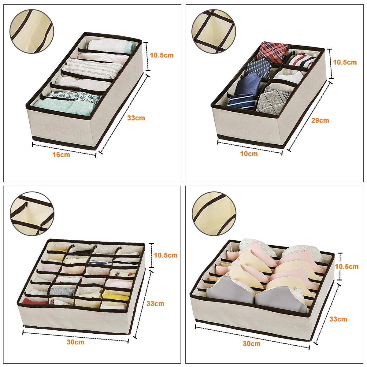 XCOZU Caja de almacenamiento para ropa interior corbata bufandas 4