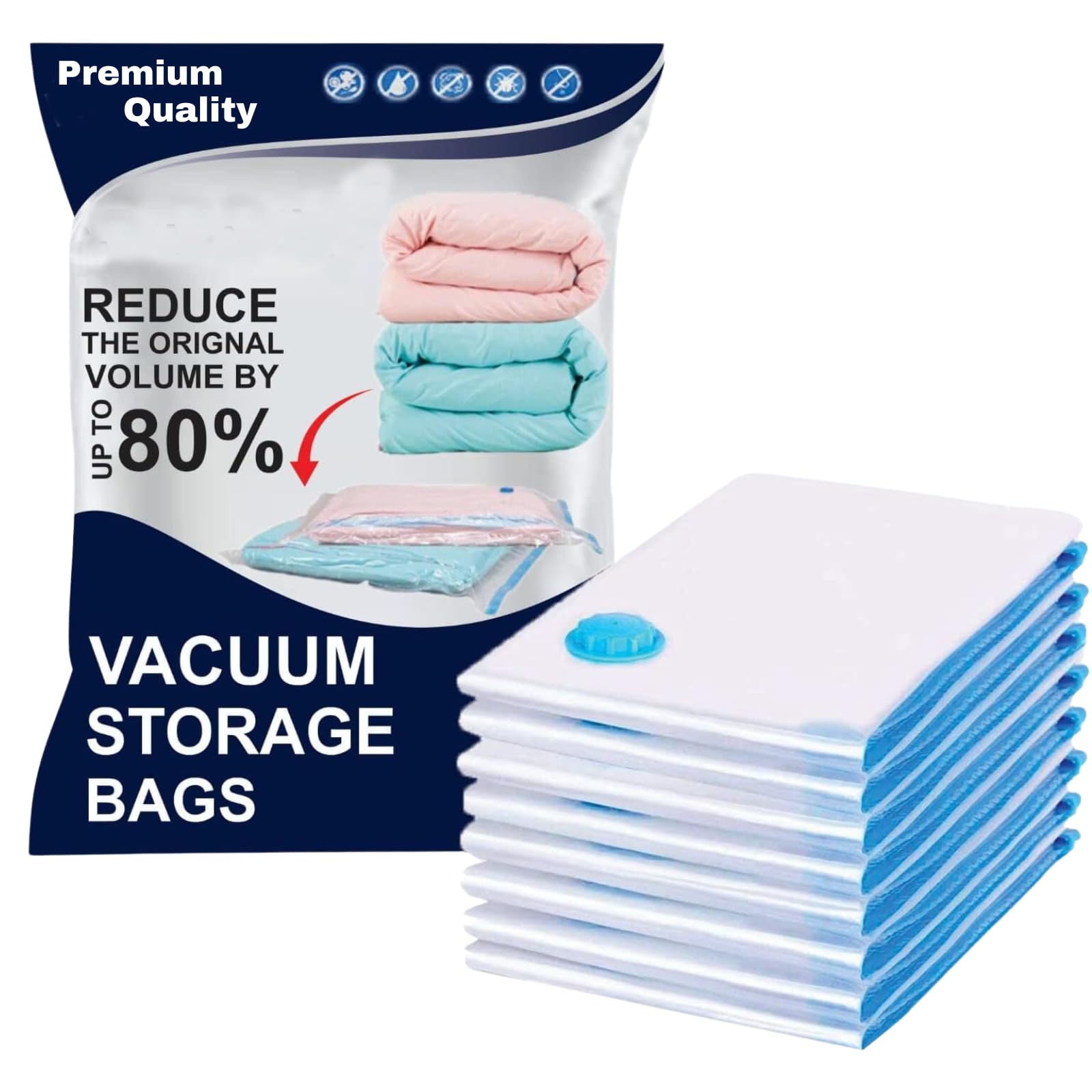 Medium Travel Vacuum Storage Bags for Clothes – 50x70cm - Pack of 6