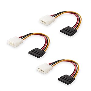 Cable Matters 3-Pack 4 Pin Molex to SATA Power Cable (SATA to Molex) - 6 Inches