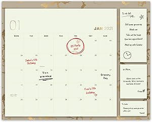 2021 Gold Wall Calendar, 12 Month – Magnetic Monthly Planner for Refrigerator with 3 Sizes of Sticky Notes - Thick Paper for Planning, Family and Home – November 2020 to December 2021, 12 x 16’