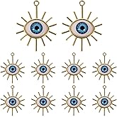 VILLCASE 10pcs Evil Eye Charms, Jewelry Charms Alloy Connector Pendants for Necklace Bracelet Earring Making for Unique Craft Projects Skin-friendly Jewelry Accessories