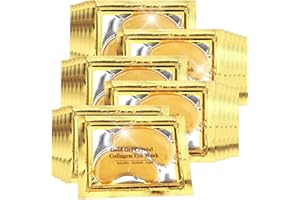Jakuva 29PCS Gold Gel Crystal Collagen Eye Mask Under Eye Patches For Puffy Eyes and Dark Circles, Hydrating & Anti Aging,24k Gold Eye Mask Eye Patches for Moisturizing